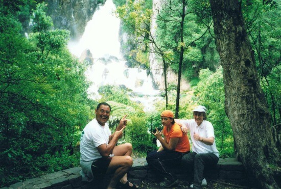 Family picture at Tarawera Falls, Rotorua, NZ.