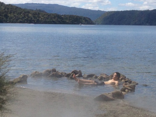 A bather at Hot Water Beach