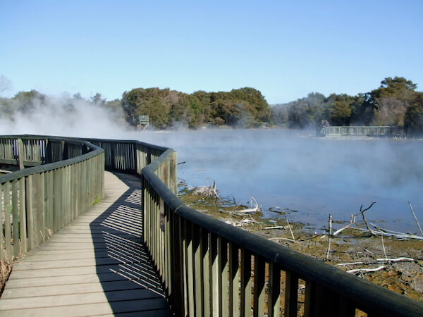 Kuirau Park, Rotorua, NZ - Bridge over thermal lake