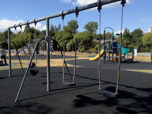 Playground swings at Kuirau Park, Rotorua
