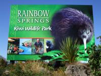 Rainbow Springs sign located at the entrance, Rotorua, NZ