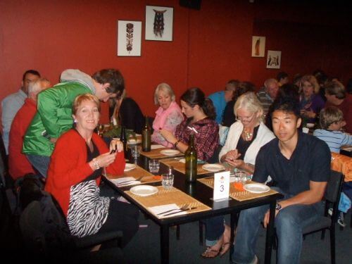 Tamaki Village, Rotorua, NZ - My girlfriend enjoying dinner