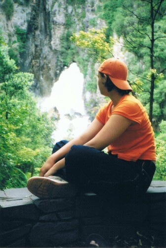 Elise again at Tarawera Falls