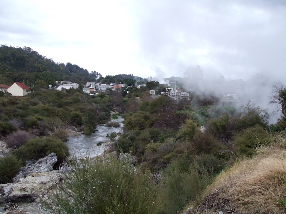Puarenga Stream looking to Whakarewarewa Thermal Villag Puarenga Stream looking to Whakarewarewa Thermal Villag