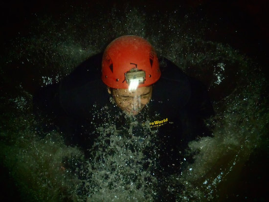 Waitomo cave tubing backwards jump