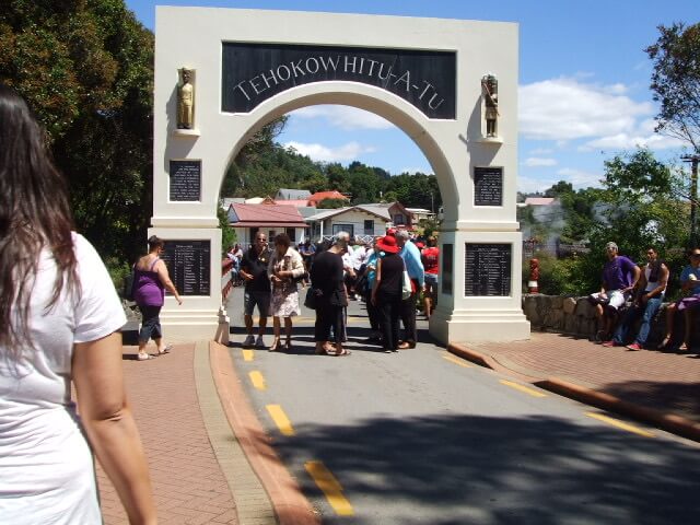 Whakarewarewa thermal village entrance on an open day - Whakanui