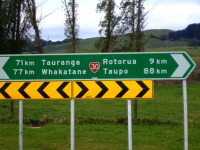 Google Driving Directions - sign for Rotorua