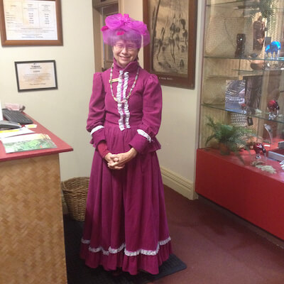 Te Waiora staff member in period costume on an open day.
