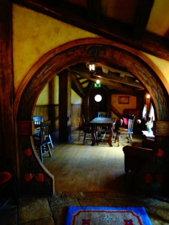 Interior view of the Green Dragon Inn at Hobbiton, NZ
