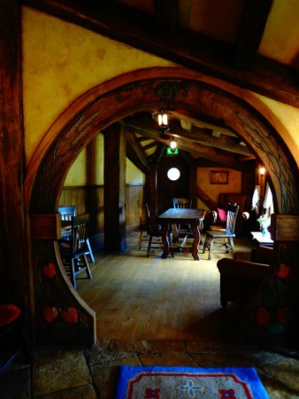 Interior view of the Green Dragon Inn at Hobbiton, NZ