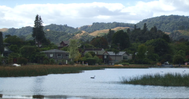 Lake Okareka houses are sited right on the shoreline.