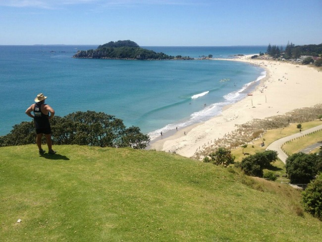 View of Mount Maunganui beach from the Mount.