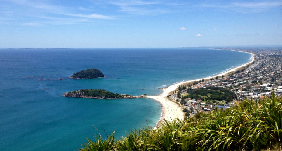 The Mount Maunganui view from the Mount.