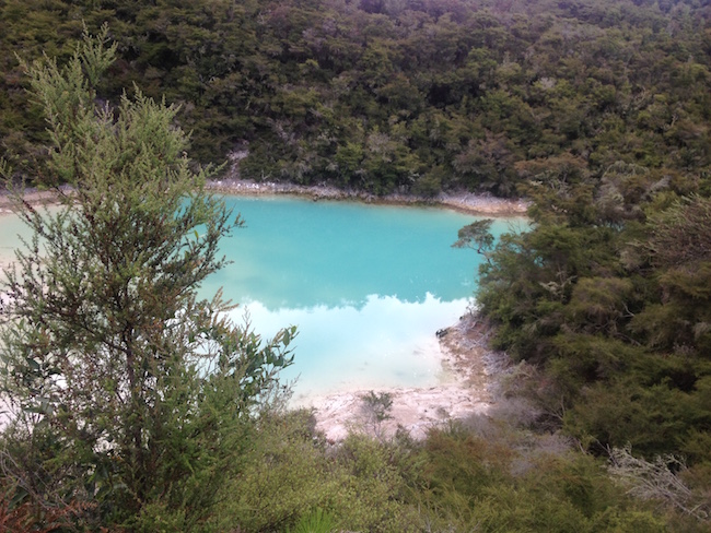 Rainbow Mountain's emerald coloured crater lake.