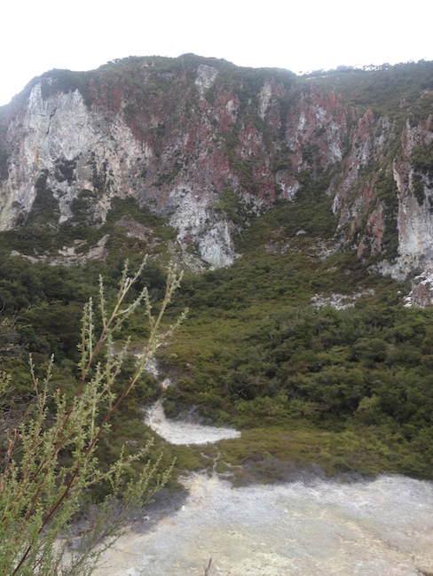 Rainbow Mountain's ochre coloured cliffs.