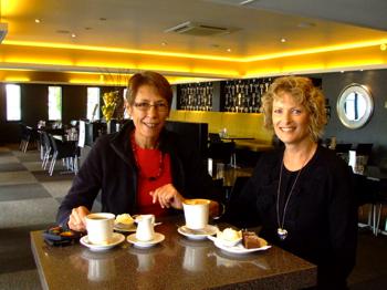 Rotorua Cafes - A friend, Fiona and I having coffee at Urbano Bistro