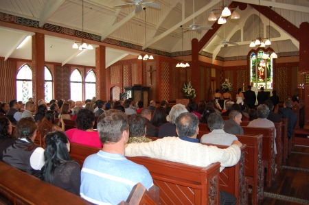 Interior of St Faiths Anglican Church at Ohinemutu, Rotorua, NZ