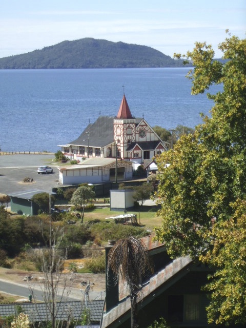 St Faiths Church, Rotorua, NZ - view from Pukeroa Hill