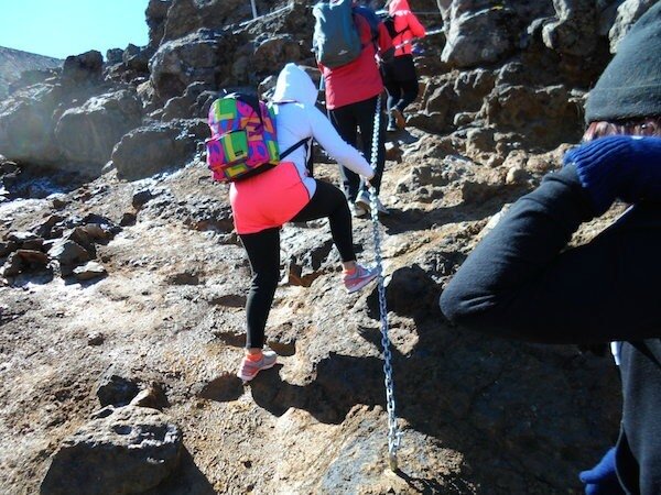 Tongariro Crossing chain ascent.